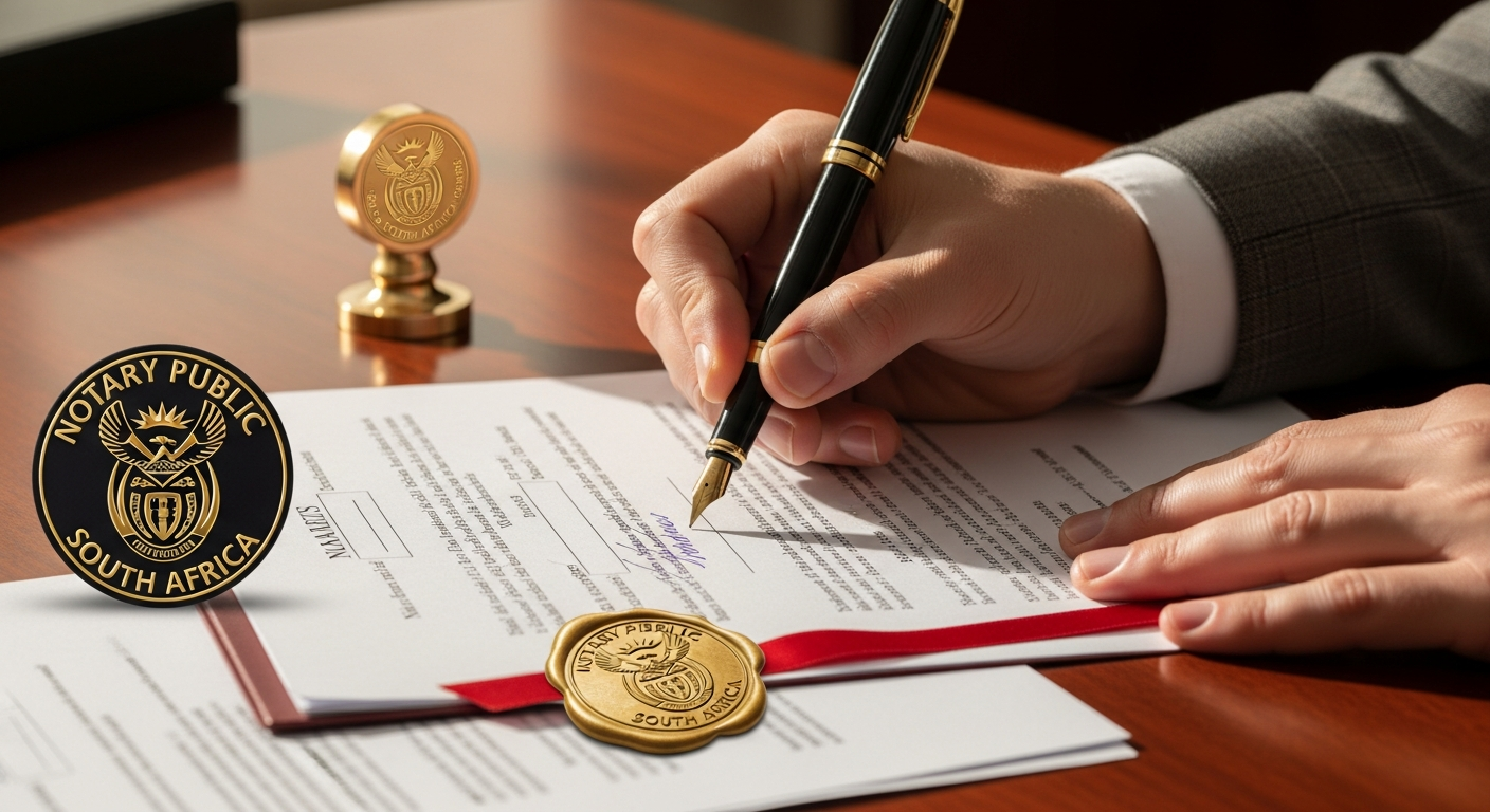 Signing an affidavit with a notary seal