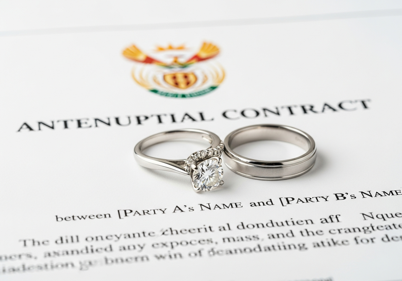 Antenuptial contract with wedding rings - marriage contract preparation